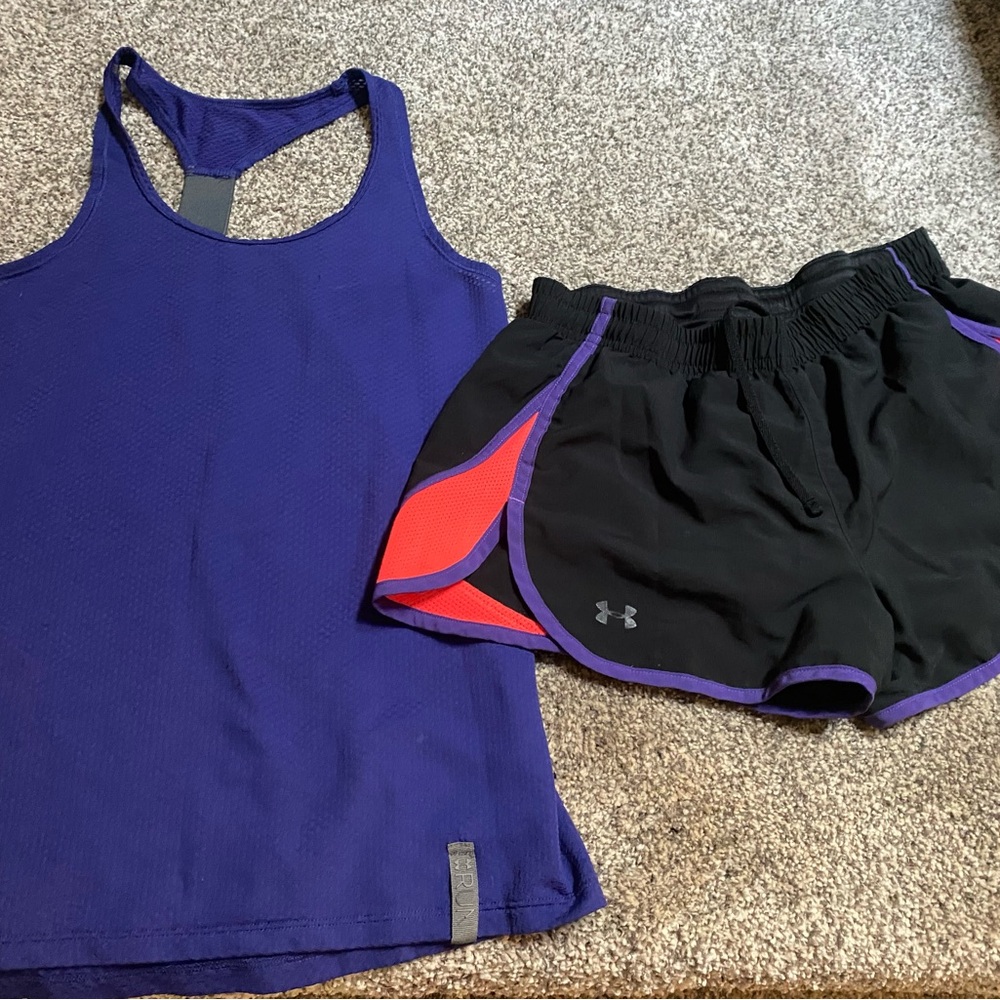 Under Armour Black and Purple Athletic Shorts XS